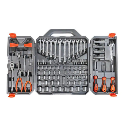 NEW Standard SAE/Metric Mechanics Tool Set 1/4in and 3/8in Drive 6-Point 150-PCS