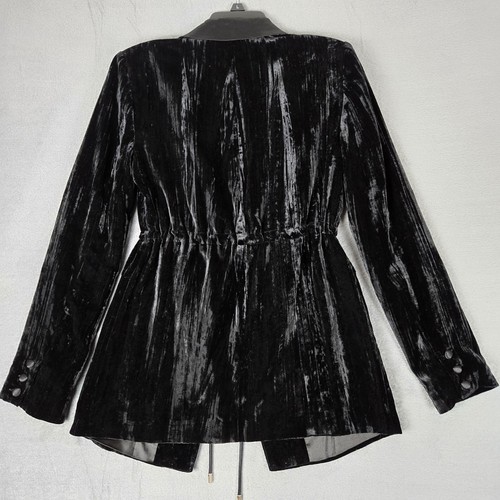 Good American Blazer Womens 1 Black Velvet Drawcord Jacket Corporate Chic Velor - Picture 2 of 7
