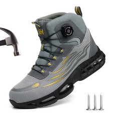 Men's Steel Toe Safety Work Boots High Top Indestructible Shoes Rotating Lock