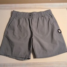 Hurley Men's Gray Solid Swim board Shorts Size S Regular Fit Pockets