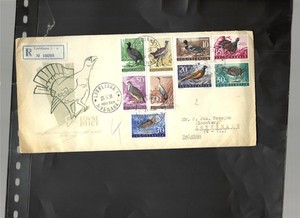 YUGOSLAVIA-FDC-1958-REGISTERED-THE BIRD SET-SOME TONING-#5