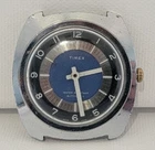 Vintage Timex Automatic Watch Blue Bullseye Dial 38mm Cushion Case - For Repair
