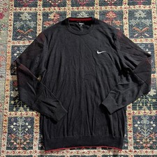 Nike Tiger Woods Collection Merino Wool Sweater Large Black Red Golf TW Logo