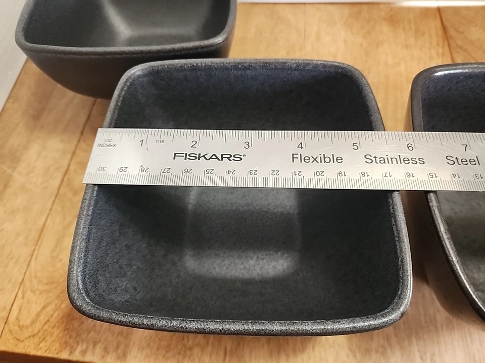 Three (3) Better Homes ~ DARK GRAY ~ Stoneware ~ 5.65" Square Bowls - Image 3 of 4