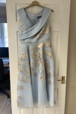 Gabriela Sanchez Blue & Gold Dress Wedding Outfit Size 10