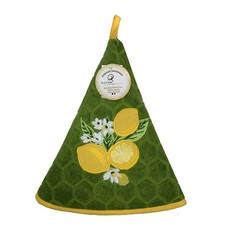 Essuie main rond en éponge Tissage Jacquard citron vert Qualité Premium - MCTISS