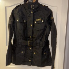 Barbour International Women’s Water Resistant Wax Cotton Jacket In Black Size 8