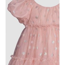 Bonnie Baby Girls Pink Foil Dot Dress Set 3-6M Puff Sleeve Ruffle Tulle 2Pc