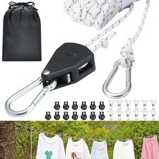 Retractable Travel Clothesline, 19FT Adjustable Heavy-Duty Line with Black