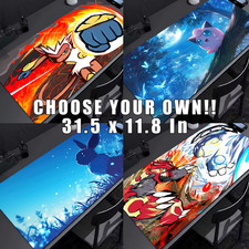 Large XL Mouse Pad Desk Pokemon Keyboard Size 31.5 x 11.5 in Choose Your Own