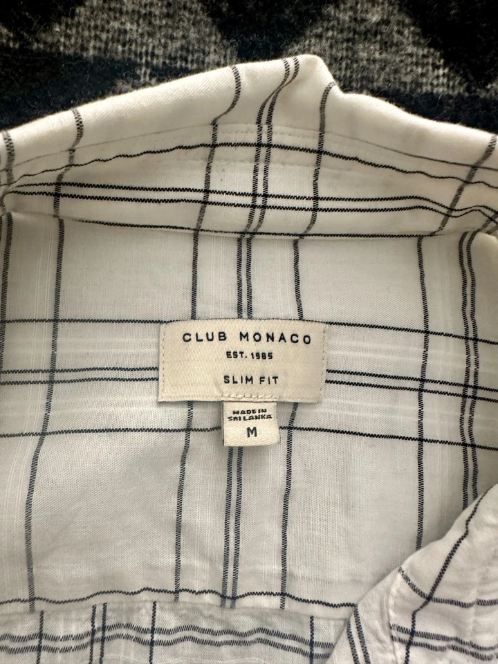 Camisa xadrez masculina manga longa Club Monaco tamanho M - Imagem 3 de 4