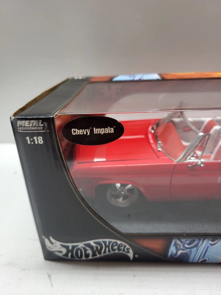 1/18 SCALE HOT WHEELS 1965 CUSTOM IMPALA TEAM BAURTWELL RED CONVERTIBLE DIECAST - Image 2 of 4
