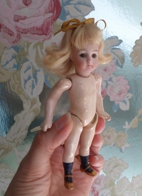 Pouty Antique Bisque Head German Dolls House Doll Mignonette