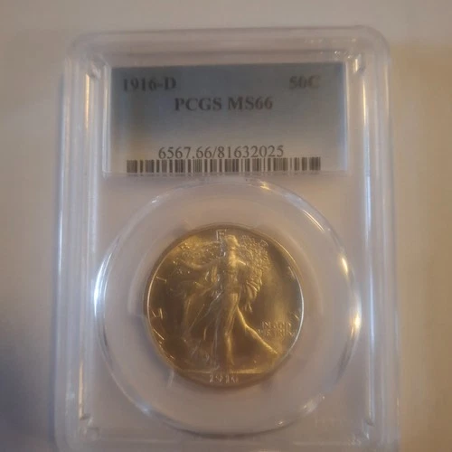 1916-D Walking Liberty Half Dollar, PCGS MS-66