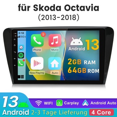 64GB Android 15 Carplay Navi GPS Für Autoradio SKODA Octavia III 3 5E 2013-2018