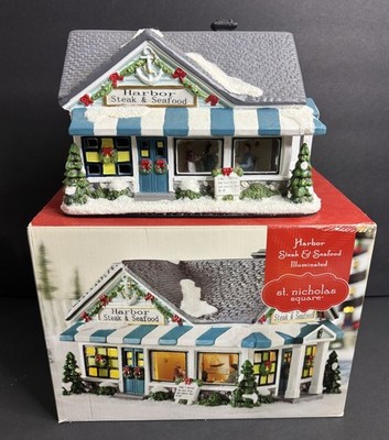 St Nicholas Square Christmas Village Harbor Steak & Seafood House With Box 2012