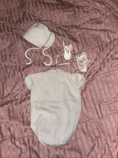 Crochet Baby Booties Bodysuit Handmade Newborn 0-3 Month Cream White