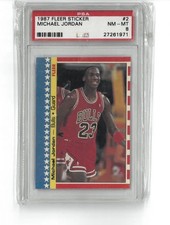 Fleer 1987 Fleer Sticker Michael Jordan #2 PSA 8 NM-MT - Chicago Bulls