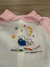 Vintage 1984 Smurfs Baby Footed Sleeper Pajamas Pink Collar Wallace Berrie 80s