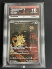 Team Rocket's Meowth 109/098 Art Rare-PERFECT SUBS- ACE 10 GEM MINT Pokémon TCG