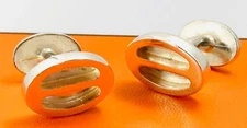 Hermes Chaine d'Ancre Cufflinks Hallmark Silver 800 Vintage No Box