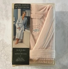 Laura Ashley Robe Pink Cotton Terry Velour Collar One size NIB Vintage