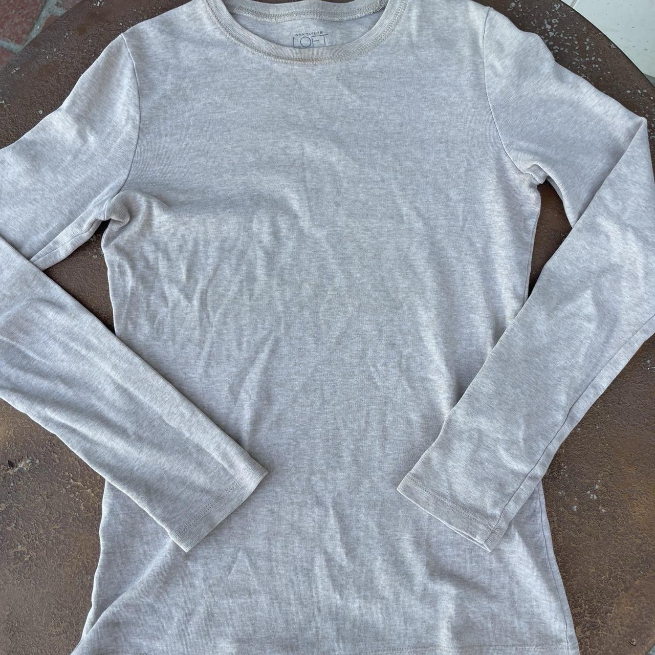 Ann Taylor loft basic cotton beige long sleeve sh… - image 3