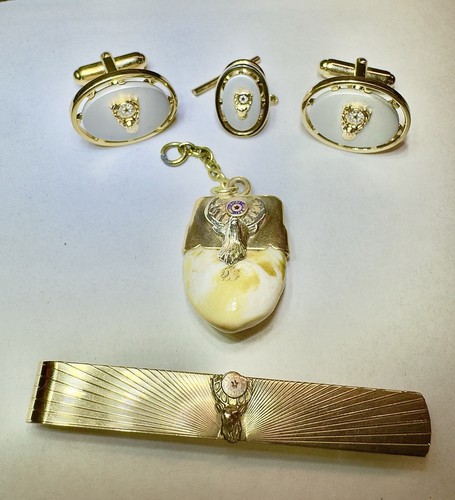 Boutons De Manchette Et Barre De Cravate Vintage BPOE - Occasion - Style Rétro