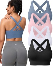Sports Bras for Women Padded Medium Support Criss Cross Strappy Bra Seamless ...