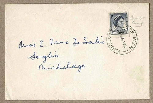 Australia 1962 5d QEII Booklet Stamp Cover NSW Postmark Vaulcuse Michelago