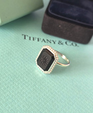 Tiffany & Co. Ziegfeld Black Onyx Daisy Silver Ring (M 1/2 UK, 53 EU or 6.5 US)