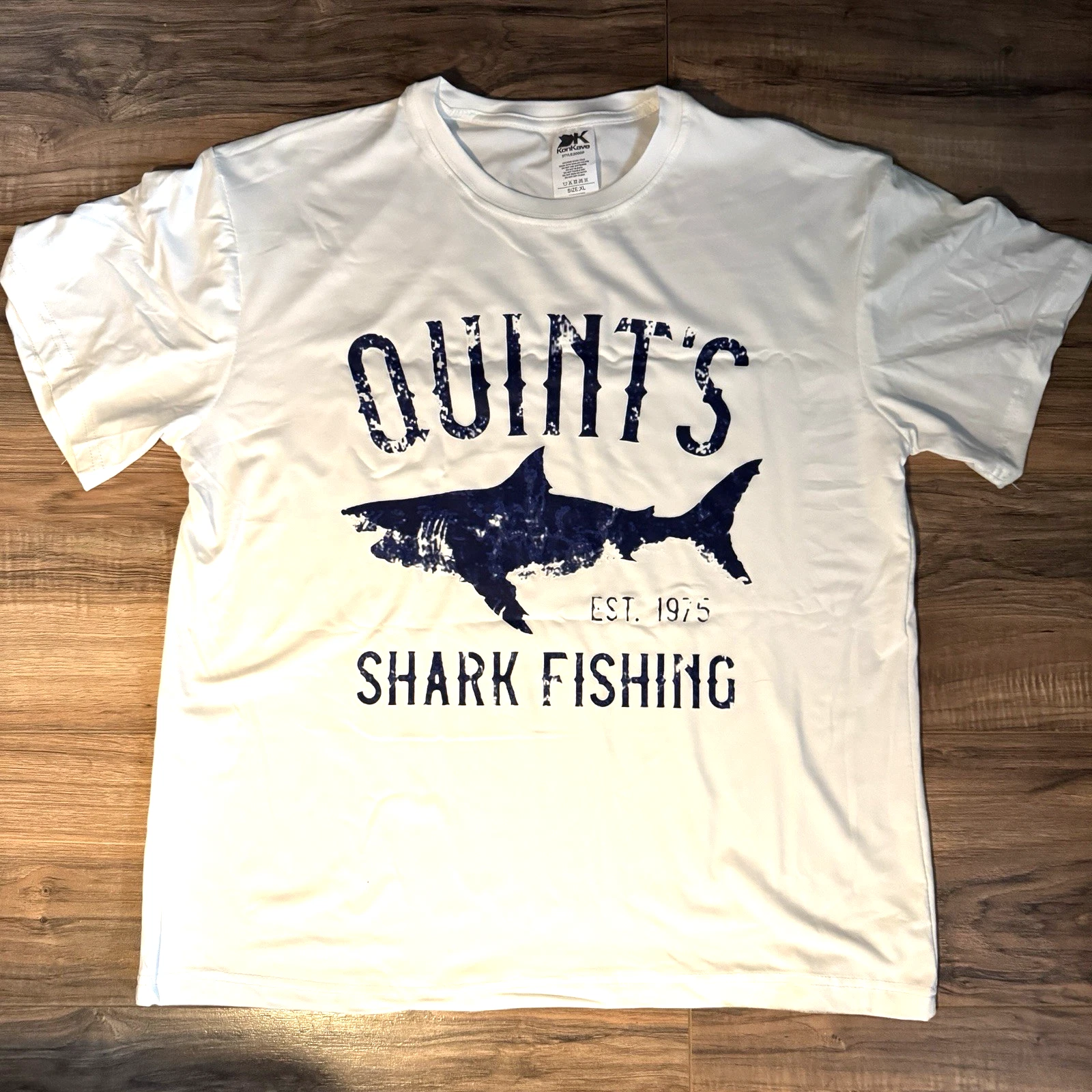 Jaws Movie T-shirt, Great White Shark Tee, Quints Shark Fishing Shirt Size XL
