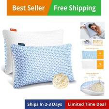 Shredded Memory Foam Pillows Queen Size Set of 2, Cooling Firm Pillows Queen ...