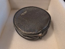 Shiseido Ginza Tokyo Round Cosmetic Sparkle Gray Gold Makeup Bag Pouch Toiletry