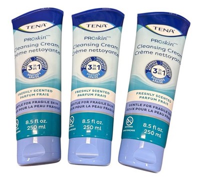 TENA ProSkin Cleansing Cream 8.5 oz Freshly Scented No Rinse Lot Of 3 New