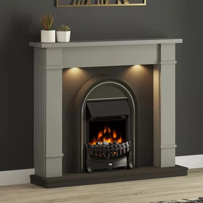 Electric Fireplace Suite Grey 2kW LED Coal Bed Under Mantle Lighting - Flare - Image 1 of 4
