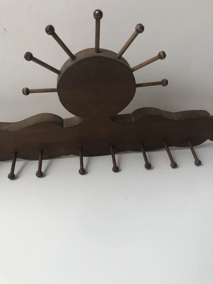 Vintage key holder /Tie/belts/ Jewelry/ Hard Wood Wall Hanging -closet Organize - Image 3 of 4