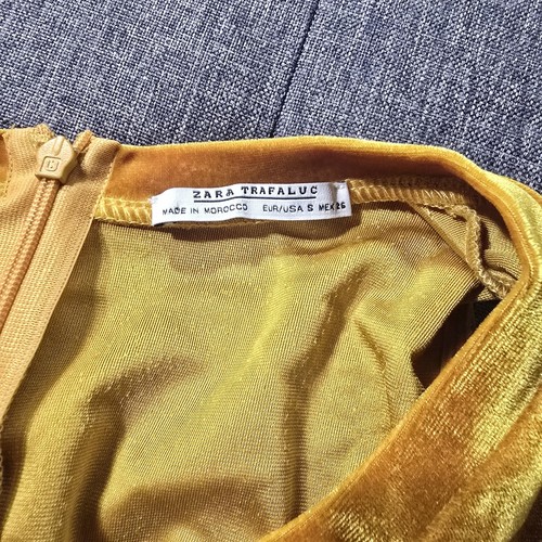 Zara Trafaluc Small Gold Velvet Sleeveless Wide leg Jumpsuit - Picture 6 of 8