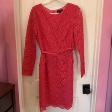 Tahari Women’s Dress Coral pink Lace Size 8