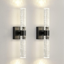 Black Modern LED Wall Sconce - 18 Inch Wall Sconces Set of Two 4000K Dimmable Cr
