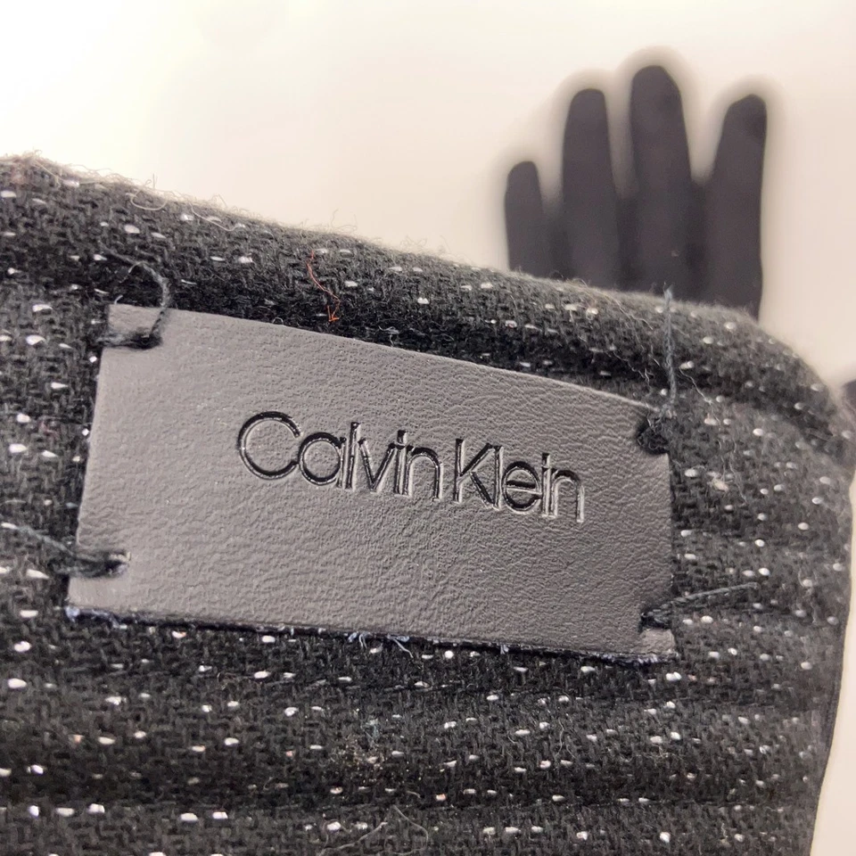Guantes de invierno Calvin Klein negros elásticos puño plateado brillante talla S-M Foto 3 de 4