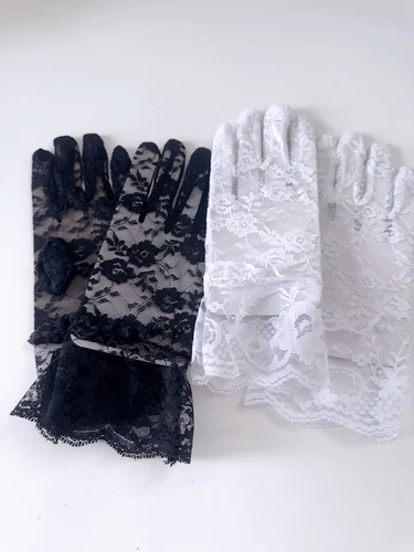Children Flower Girl Party Prom Ball Costume SHORT Lace Black White Gloves 3-8Y - Video 1 of 1