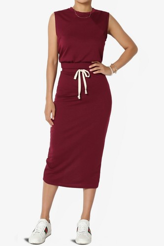 TheMogan S~3X Baby Terry Semi Crop Tank Top & Pencil Calf Midi Skirt 2 PC SET - Picture 27 of 218