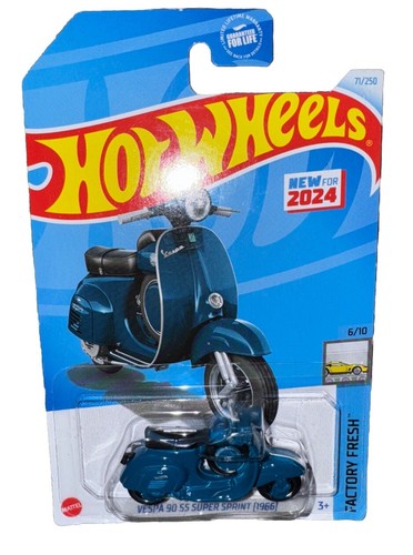 Hot Wheels Vespa 90 SS Super Sprint 1966 Blue Factory Fresh New In Package DCast - Picture 2 of 10