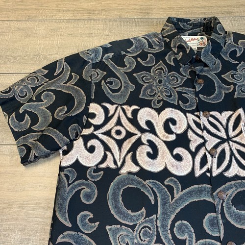 Vintage Local Motion Hawaiian Shirt Mens Size Medium Black Tribal Cotton B7 - Picture 8 of 22