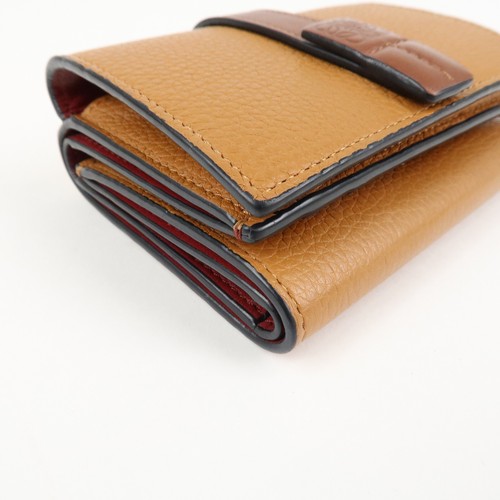 Authentic LOEWE Leather Tri-fold Compact Wallet Brown Used F/S - Picture 6 of 24