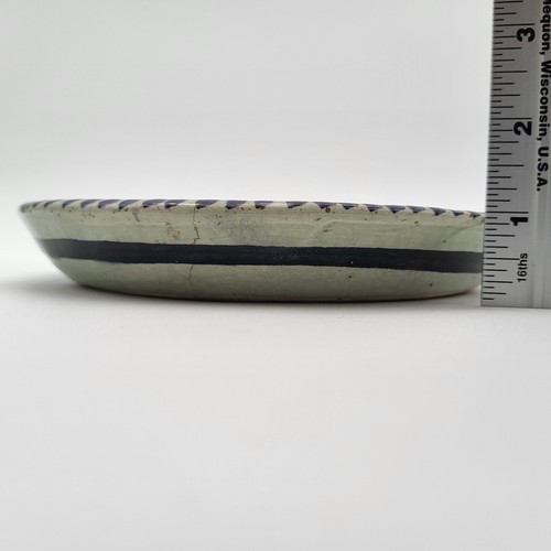 Vintage Mexican Tonala Pottery Folk Art Blue Green Brown Round Ashtray - Picture 8 of 13