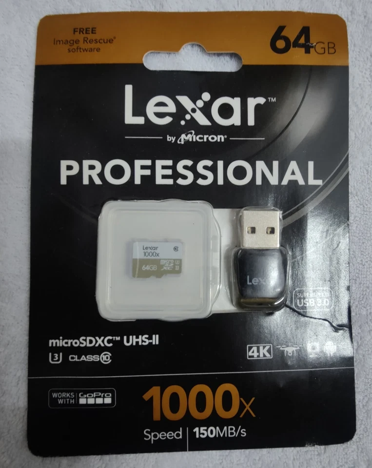 LEXAR 64GB PROFESSIONAL 1000X MICRO SDXC UHS-II U3 CARD - 150MB/S - Image 2 of 4