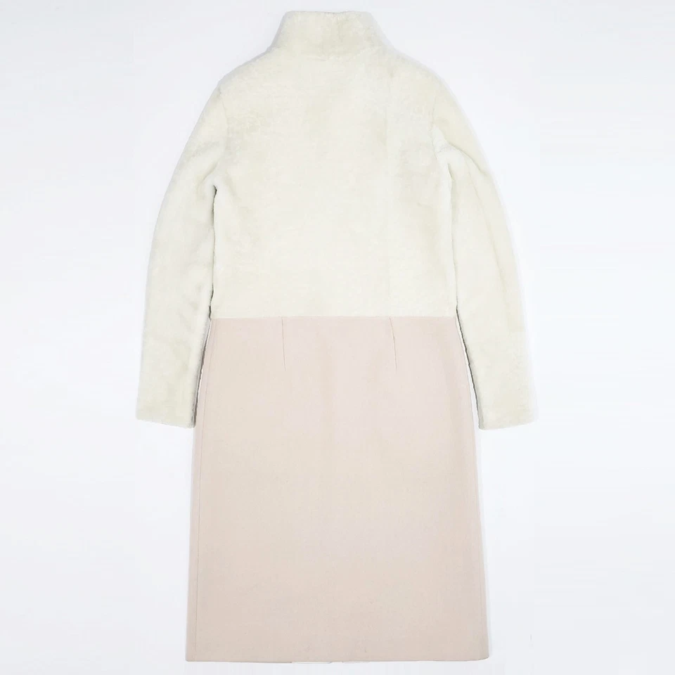 Abrigo largo DROMe ajustado de piel de oveja mezclada con bolsillo RACCAGNI cremallera S-M Foto 4 de 4
