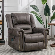 Swivel Rocker Recliner Chair Manual Glider Rocking Recliner with Heated Massage